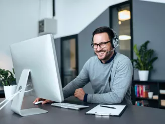 man working at computer